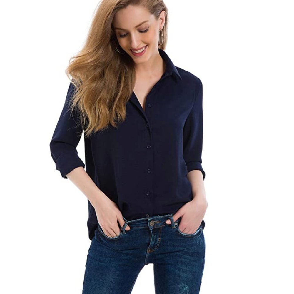 Tsher Women's Long Sleeve Shirt Loose Casual
